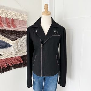 ABLE Imelda Denim Zip Up Moto Jacket Black Size M
